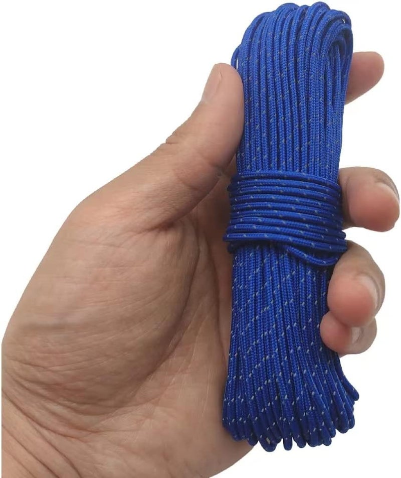 Legnowit 2mm Reflective Guyline Camping Paracord, Ultralight Thin Cord Rope for Tarp Rain Fly Tent Camping, 65 Feet (Blue) - Image 2
